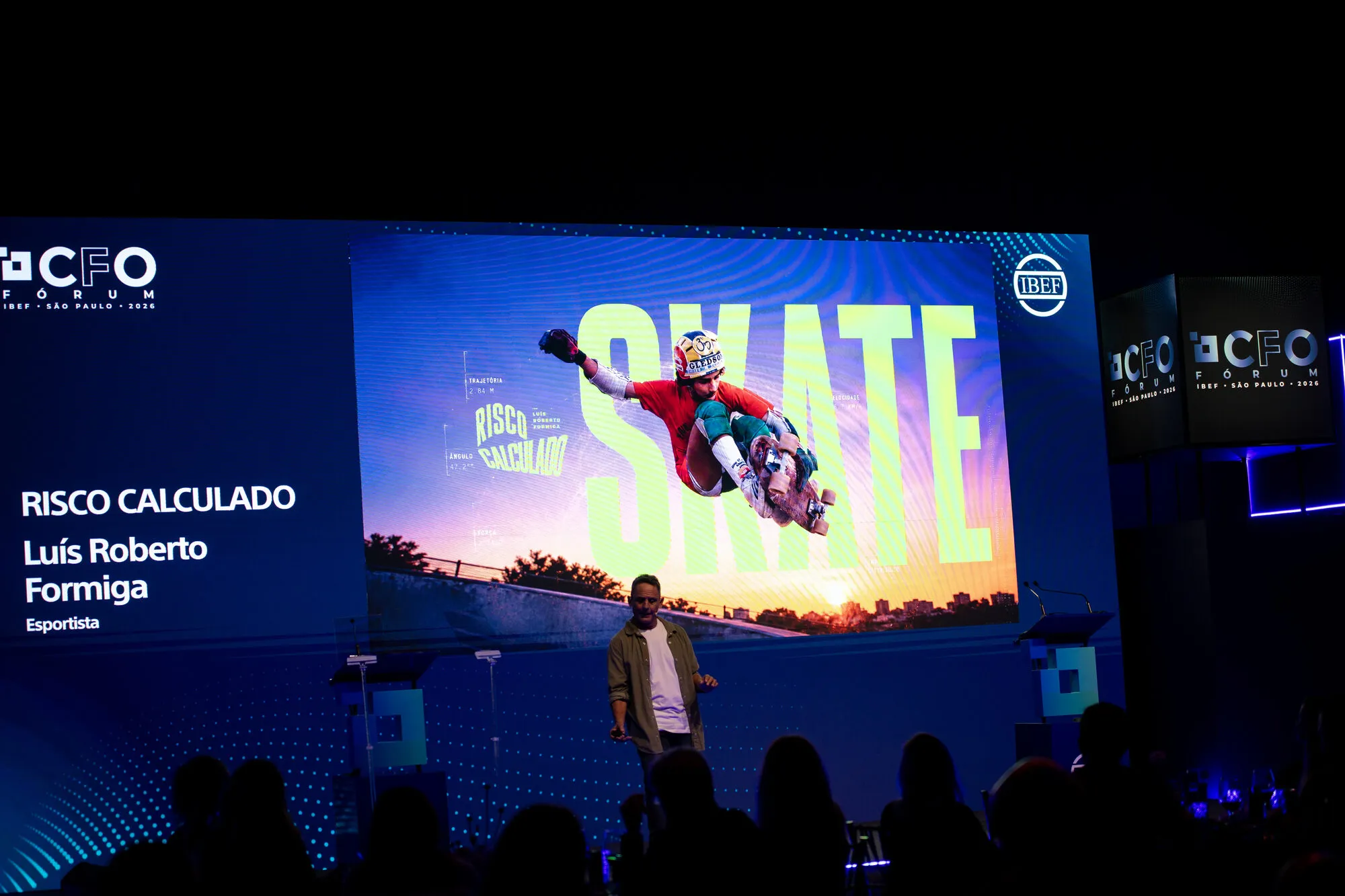 Apresentação da palestra “Risco Calculado” no palco do CFO Fórum (IBEF SP)